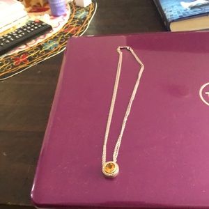 Sterling silver necklace with bezel topaz